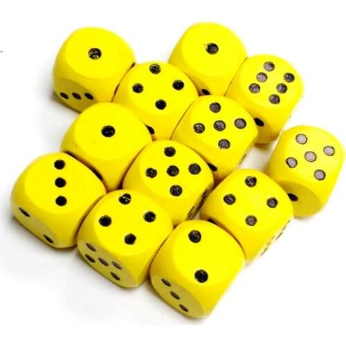 20pc yellow Wood Dice Set Wooden RPG Board Game 16mm D6 Hobby Home party Pinata Toys Home Game Favors gift bag Gag loot carnival