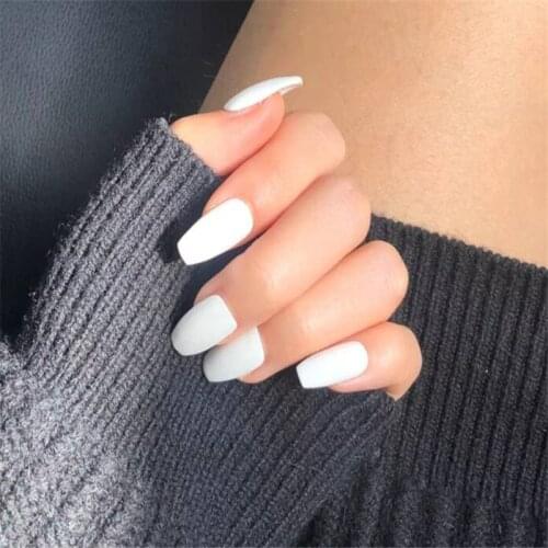 24Pcs Full Cover press on Pointed Head Long Scrub Fresh Temperament Nude False Nail Matte Wearable Stiletto Fake Nails with Glue