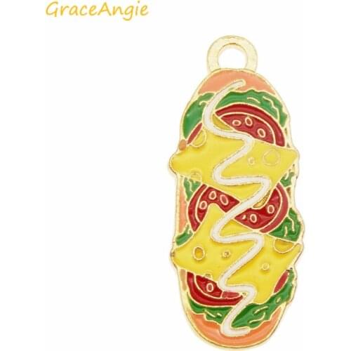 4pcs Enamel Alloy Pendant Food Bread Shape Charms Jewelry gift DIY Fashion Women Necklace bracelet Earrings Accessories13*32mm