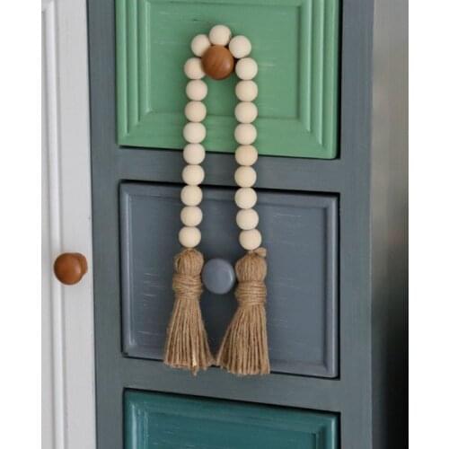 Tassel Farmhouse Beads Natural Wood Bead Garland Kids Baby Nursery Room Decor Rustic Wedding Vase Ornament