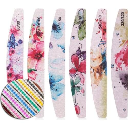 5/10pcs lot New Nail File Flower Printed Nail buffer Colorful Lime a ongle 80/100/150/180/240 Professional Manicure Tools