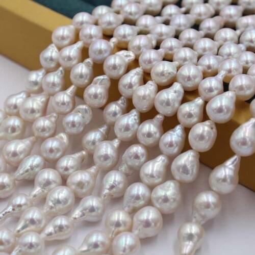 7X12mm White irregular baroque Bright natural water drop shape pearl