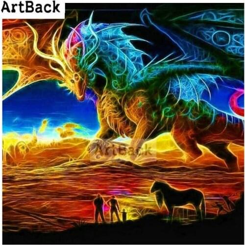 Full square drill 5d dragon diamond painting animal 3d diamond embroidery rhinestone stick drill embroidery