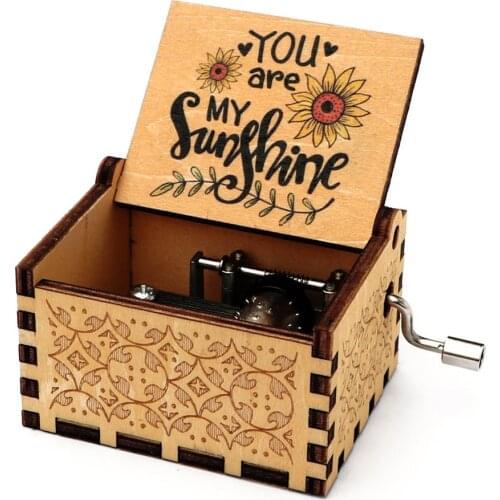 Engrave Wooden Music Box 3D colorful Print You Are My Sunshine music box Birthday Gift for Christmas,New Year Gifts