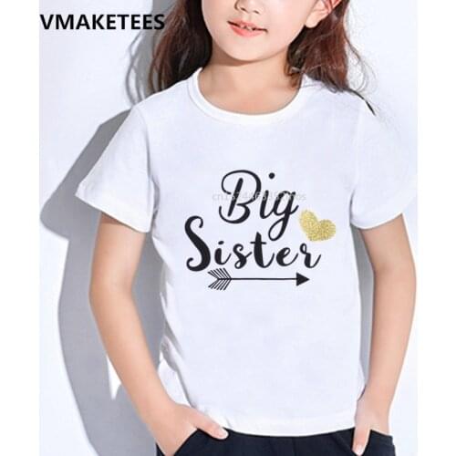 Kids Summer Short Sleeve T shirt Children Unicorn Little/Big Sister Print T-shirt Baby Girls Funny Match Clothes