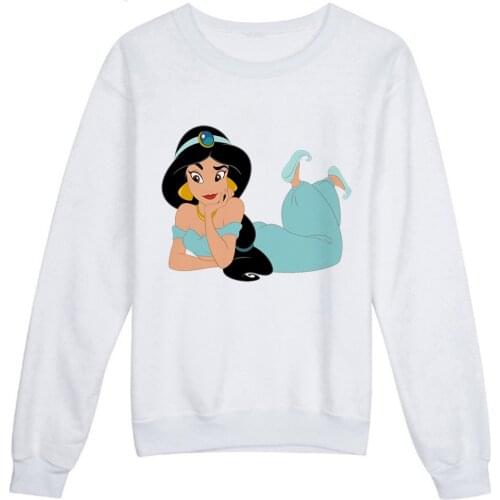 Disney Princess Sweatshirt Woman Fashion Animation Gorgeous Loose Hoodies Printed Clever Jasmine Modern Fashion Pullovers