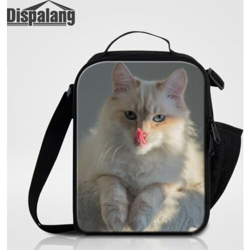Dispalang Thermal Bag Women Men Small Cooler Lunch Bag Cat Animal Print Lunch Box Children Kids Insulation Package Picnic Bag
