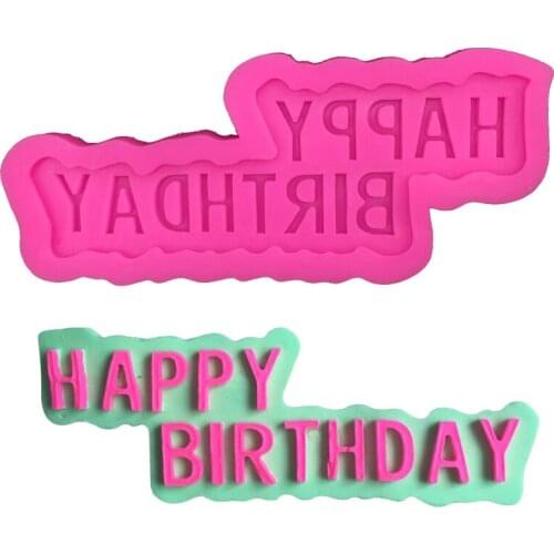Happy birthday Shape DIY fondant cake silicone moulds chocolate jelly pastry candy Clay decoration kitchen Baking tool FT-0183