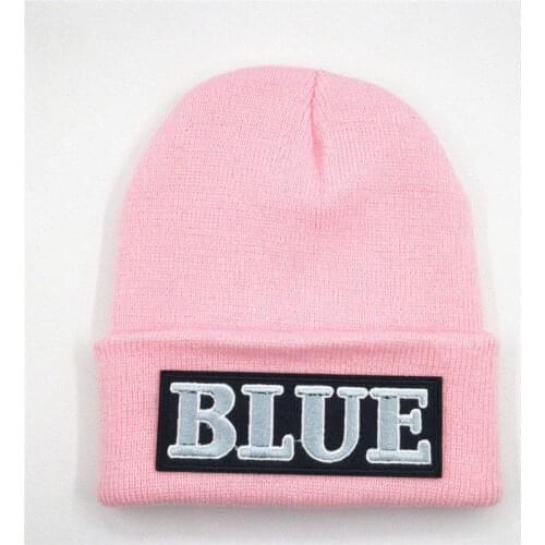 Cotton blue letter embroidery Thicken knitted hat winter warm hat Skullies cap beanie hat for men and women 44