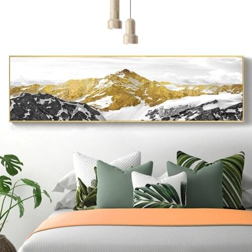 Abstract Landscape Oil Painting Posters and Prints Wall Art Canvas Painting Golden Mountain Pictures for Living Room Home Decor