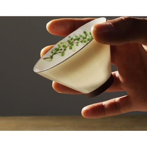 Ceramic Hand-painted Lotus Tea Cup Handmade Small Jingdezhen Rough Pottery Tea Bowl Creative Kung Fu Water Cup Tea Set Drinkware