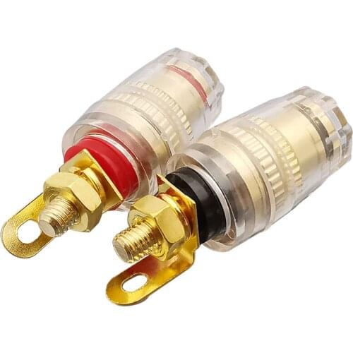 2Pcs 4mm Banana Plug Socket Binding Post Connector Gold Plated 4 mm Banana Speaker Jack Terminal Adapter for Loudspeakers