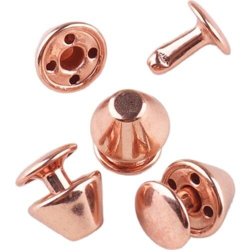 100sets 9*12mm Round Double Cap Rivets Gold rose Stud Rivets Bag Shoes Garment Leather Craft Decorations DIY Sew Supplies DIY