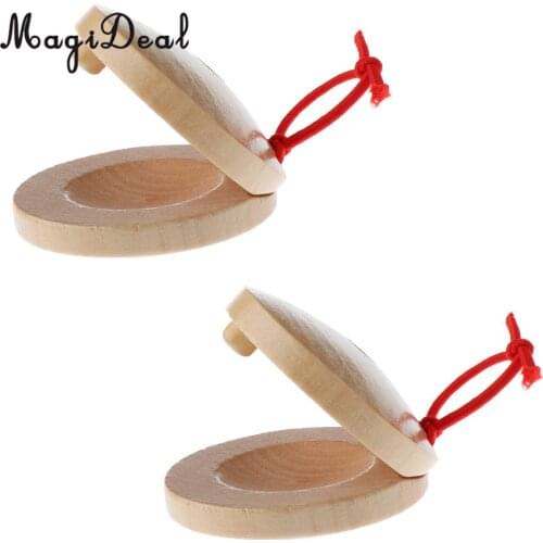 MagiDeal A Pair Wooden Castanets Wood Percussion Flamenco Musical Instrument for Parent-Child Communication Interactive Toys