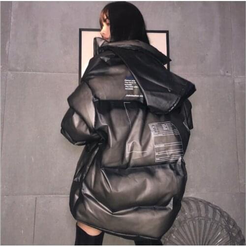 Men and women winter transparent pvc national tide brand ins hip-hop oversize cotton clothing jacket thick padded bread service