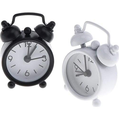 40mm Mini Home Desk Clock Outdoor Portable Cute Metal Small Round Desk Alarm Clock with Button Battery