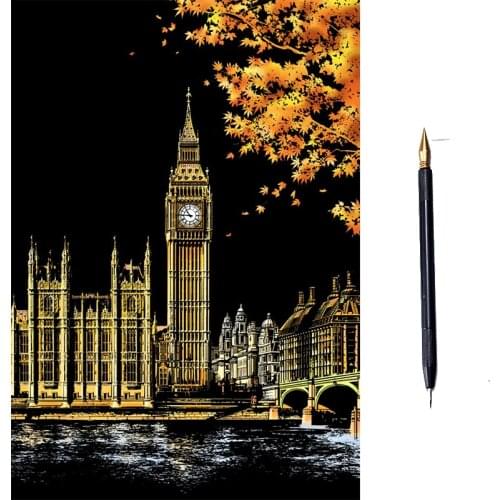 2020 New Kids Magic Scratch Painting Toys DIY Famous Buildings Art Drawings Child Educational Toys Early Learning Gifts toy M042