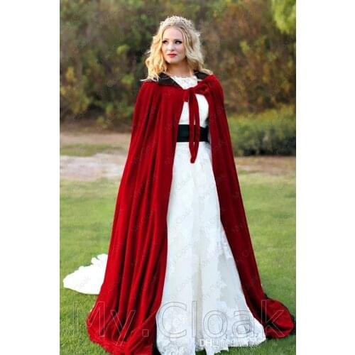 Velvet Cloaks Christmas Hooded Cloak Bridal Cape Winter Floor Length Jacket Wedding Wraps Velvet Wedding Jackets