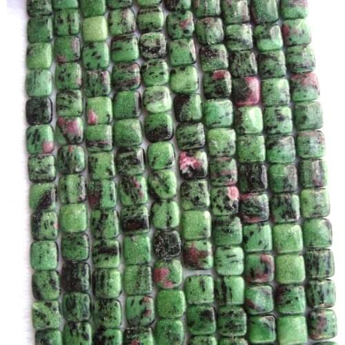 Natural Green Ruby Zoisite Flat Square Loose Beads For Jewelry Making DIY Bracelet Necklace Earrings