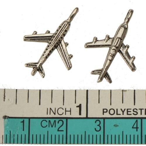 Bracelets Charms Suspension Handicrafts DIY Aircraft Plane 3D Silver Metal Fashion Wholesalers Jewelery Components 23*15mm 60pcs