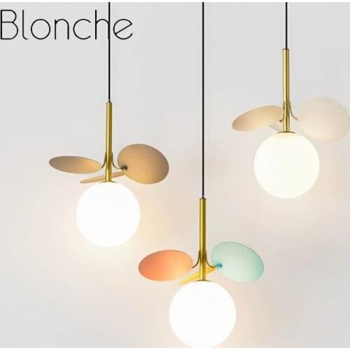 Modern Flower Pendant Light Glass Colourful Macaron Leaves Pendant Lamp for Childrens Room Living Room Led Home Decor Lighting