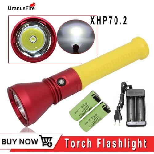 Led flashlight diving torch xhp70 waterproof high power lantern XHP70.2 searchlight 26650 battery LED flash light dive torch