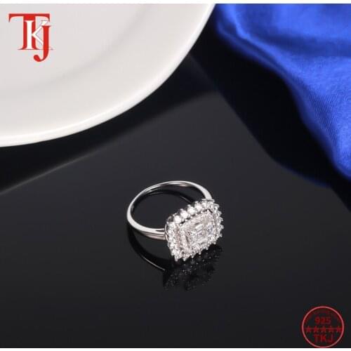 TKJ Eternity Promise ring AAA+ Zircon Stone 925 Sterling Silver Engagement wedding Band rings for women ladies fine jewelry