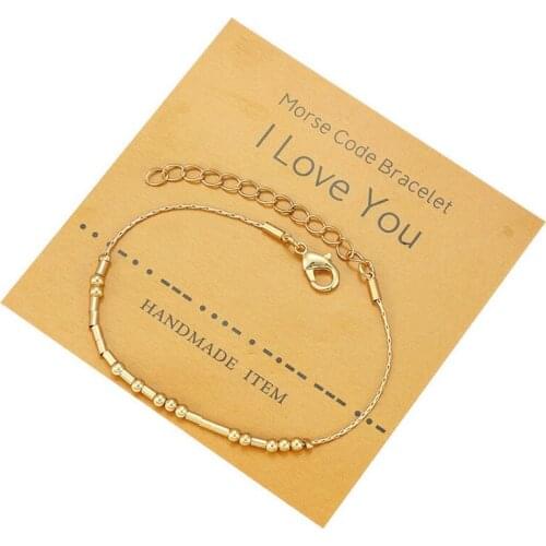 Inspirational Gold Filled Morse Code Bracelets Beads Custom BFF Friendship Bracelets Bangles Valentines Day Best Friend GIFTS