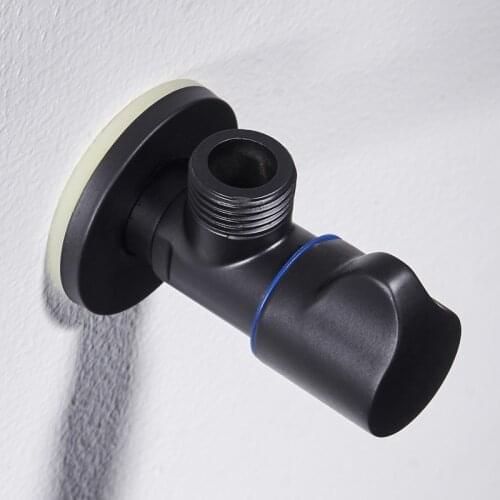 Vidric Solid brass black angle valve, Thickened faucet water valve hot and cold water through the valve explosion