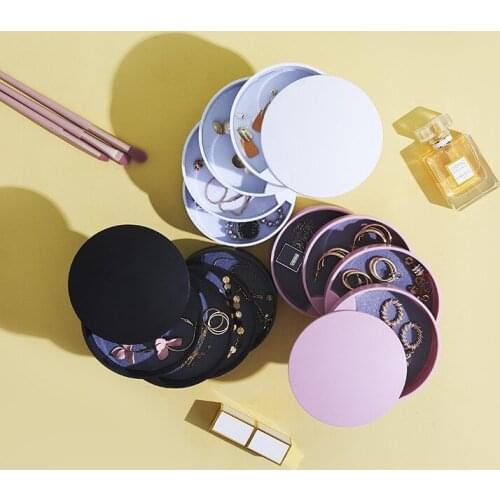 New Jewelry Boxs Creative Rotatable Plastic Jewelry Container Case storage box folding with lid dustproof Jewelry Storage Box