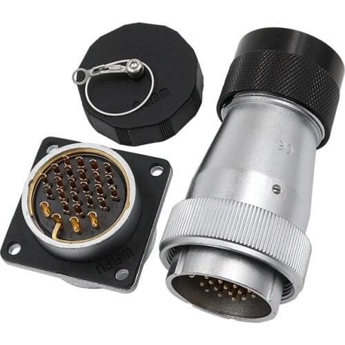 WEIPU WS40 TD/KZ Metal Shell M40 Waterproof Power Connector 5 9 15 26 31 52 Pin Panel Mount Screw Thread Lock Gold-plated Copper