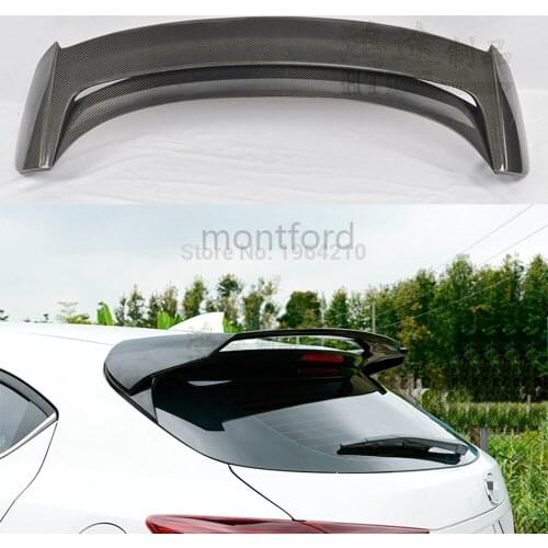 For Mazda 3 Axela Hatchback 2014-2017 Car Styling FRP+ Carbon Fiber Rear Spoiler Wing Tail Trunk Lid Cover Auto Decoration