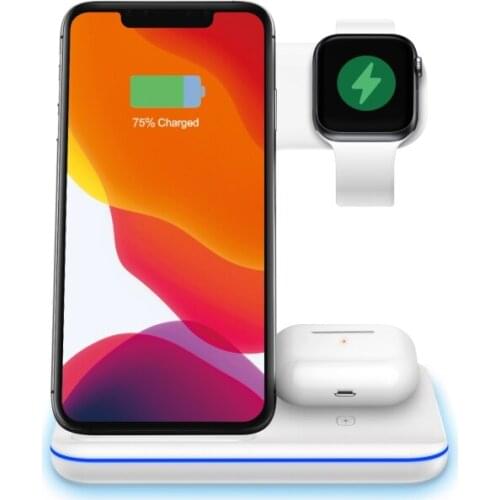 15W Fast charge 3 in 1 Wireless Charger Stand for Iphone12 11 XS XR X 8 iwatch 5 4 3 2Airpods pro 2 3 Charging Station Dock