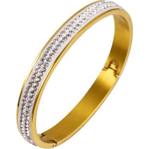 316L Stainless Steel Temperament Titanium Steel Super Flash Full Of Crystal Bracelets Womens Trendy Bracelets No Fade