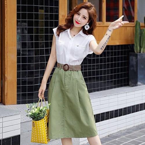 Womens Skirts Sets 2021 New Summer Fashion Short Sleeve T Shirt And A-line Dress 2 Two Piece Suit Women Crop Top Club Outfits