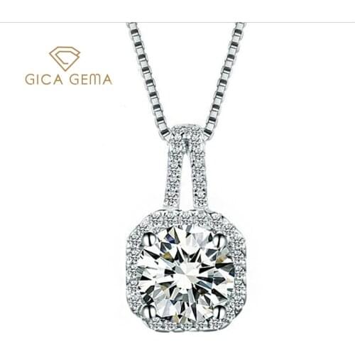 GICA GEMA 100% 925 Sterling Silver Moissanite Necklace For Women Diamond Pendant Engagement Wedding Party Giftsy Gifts