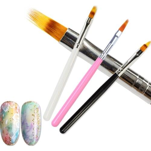 1pcs UV Gel Nail Brush Pen Wood Handle Nylon Hair Polish Pens Gradient Bloom Drawing Black White Pink Manicure Nail Tools SA285