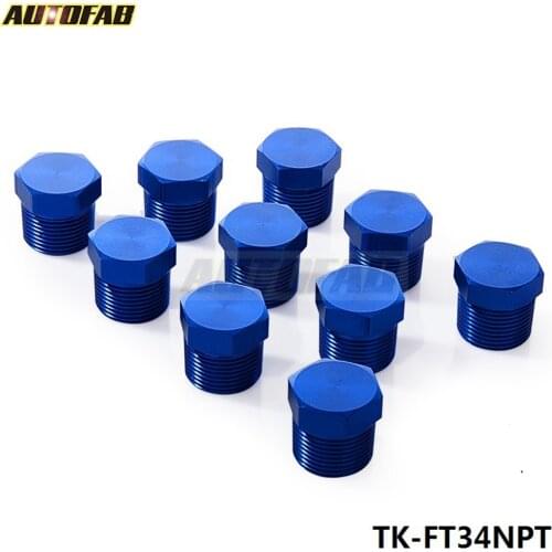 10pcs/lot Aluminium Hex Head Plug Fittings 3/4" NPT Male NPT Air Fuel Water Blue AF-FT34NPT