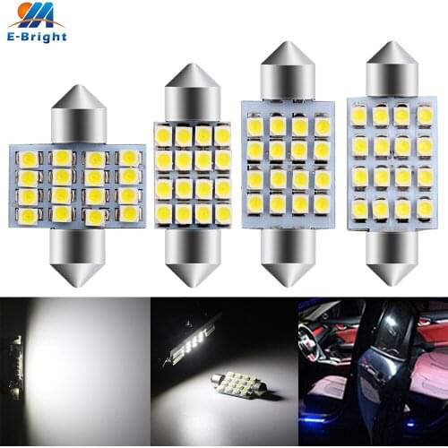 100pcs DC 12V 24V 1210 16 SMD 31mm 36mm 39mm 41mm LED Festoon Bulbs C5W Car Dome Reading Reading Pate Number Lights White