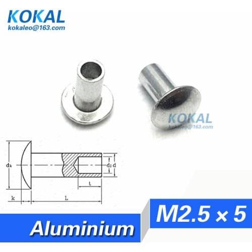 [AL-M2.5*5]100PCS Free Shipping M2.5 Series oval haed half hollow rivet M2.5*5mm Aluminium hollow rivet