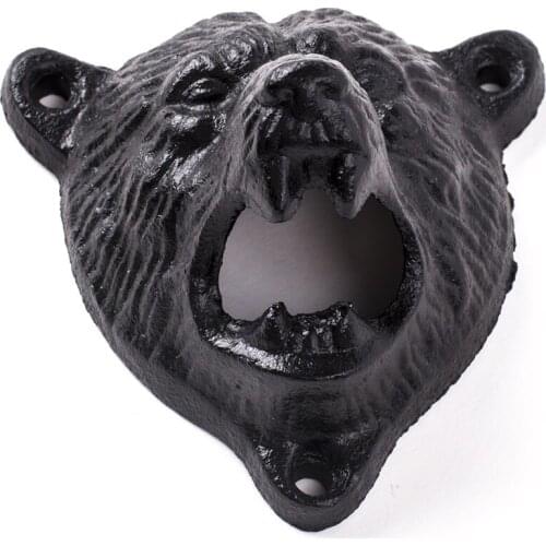 50pcs/lot Black Cast Iron Beer Opener Wall Mounted Beer Opener Durable Cute Bear Design Opener For Home Free Shipping
