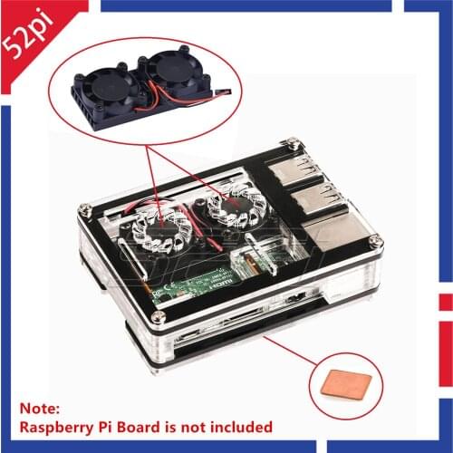 52Pi New Sliced 9 Layers Acrylic Case Box With Dual Fan Double Cooling Fans Heatsink for Raspberry Pi 3 / 2 Model B, Not for 3B