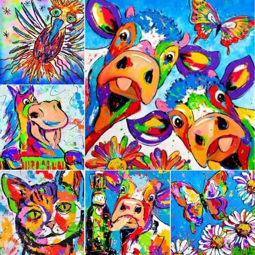 5D Diy Diamond Painting Cartoon Cow Cross Stitch Kit Full Square Round Drill Embroidery Mosaic Art Picture of Rhinestones Decor