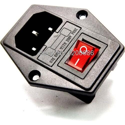 AC-01 AC power socket switch with lamp with fuse holder with ear 15A / 250V