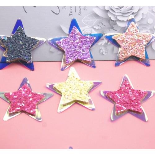 Glitter Paillette candy color Star Pads Patches Appliques for Craft Clothes Sewing Supplies DIY Hair Clip Accessories