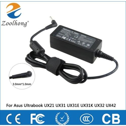Zoolhong Laptop Power Adapter 3.0*1.1mm 19V 2.37A 45W AC Power Charger For Asus Zenbook UX21E UX31 UX31E UX31K UX32 UX42E