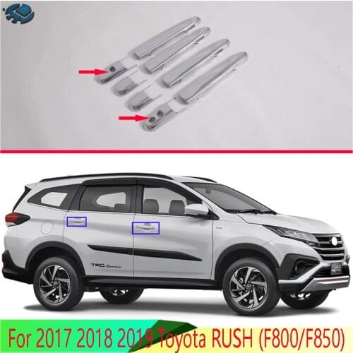 For 2017 2018 2019 Toyota RUSH (F800/F850) Carbon Fiber Style Door Handle Cover With Smart Key Hole Catch Cap Trim Molding