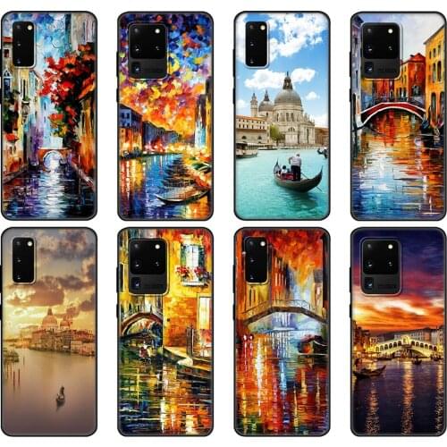 Black tpu Case For Samsung galaxy S20 /S20 PLUS/S20 ultra/S20+ /S20FE back cover Italy night in venice