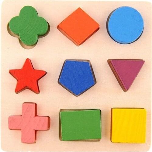 Children Baby Wooden Geometry Block Puzzles Kids Cognitive Toy Early Learning Educational Toy Children Gift