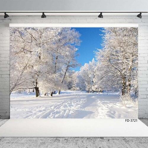 Snow Tree Photographic Backdrops White Winter Vinyl Photography Backgrounds for Children Portrait Pets Photobooth Photo Studio